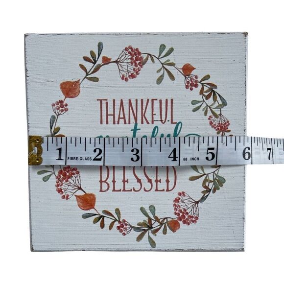 Thankful Grateful Blessed Whitewashed Distressed Wood Sign Quill to Paper NWT - Picture 4 of 7